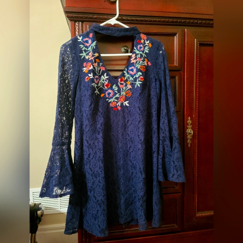 Floral blue mini dress
